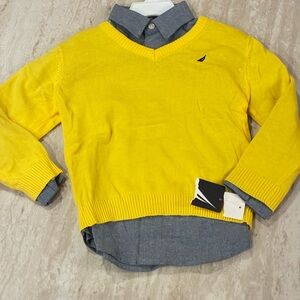 Nautica Men's V-Neck Sweater in Vibrant Yellow